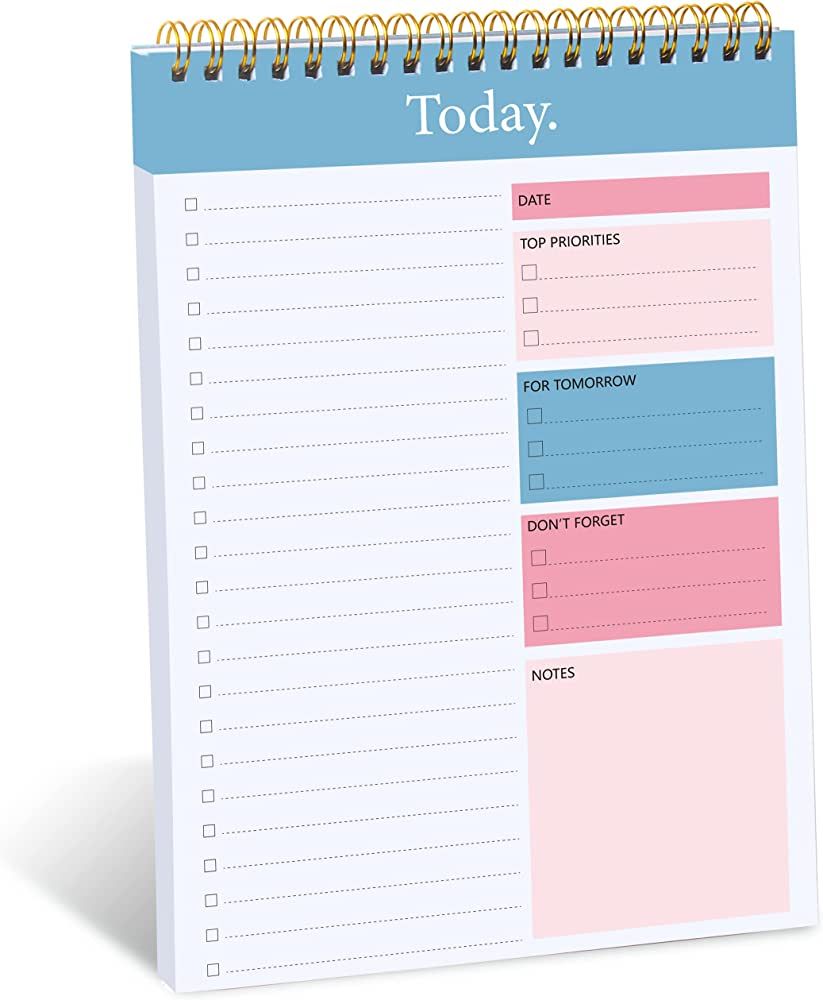 To Do List Notepad - Daily Planner Notepad Undated 52 Sheets Tear Off, 6.5" x 9.8" Checklist Prod... | Amazon (US)
