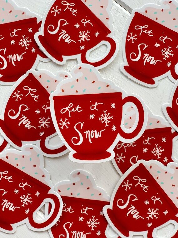 Red Let it Snow Coffee Cocoa Mug Sticker Stocking | Etsy | Etsy (US)