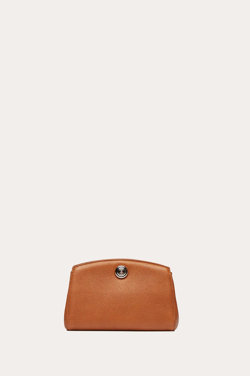 Pushlock Clutch Saddle Brown | LITTLE LIFFNER