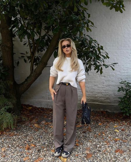 Knit wool jumper, trousers, sunglasses, leather handbag, leather trainers

#LTKstyletip #LTKeurope #LTKSeasonal