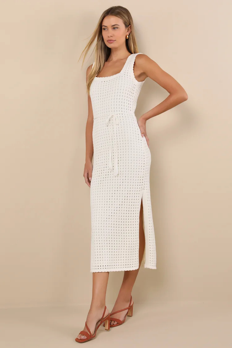 Sunshine Babe Ivory Knit Midi Sweater Dress | Lulus