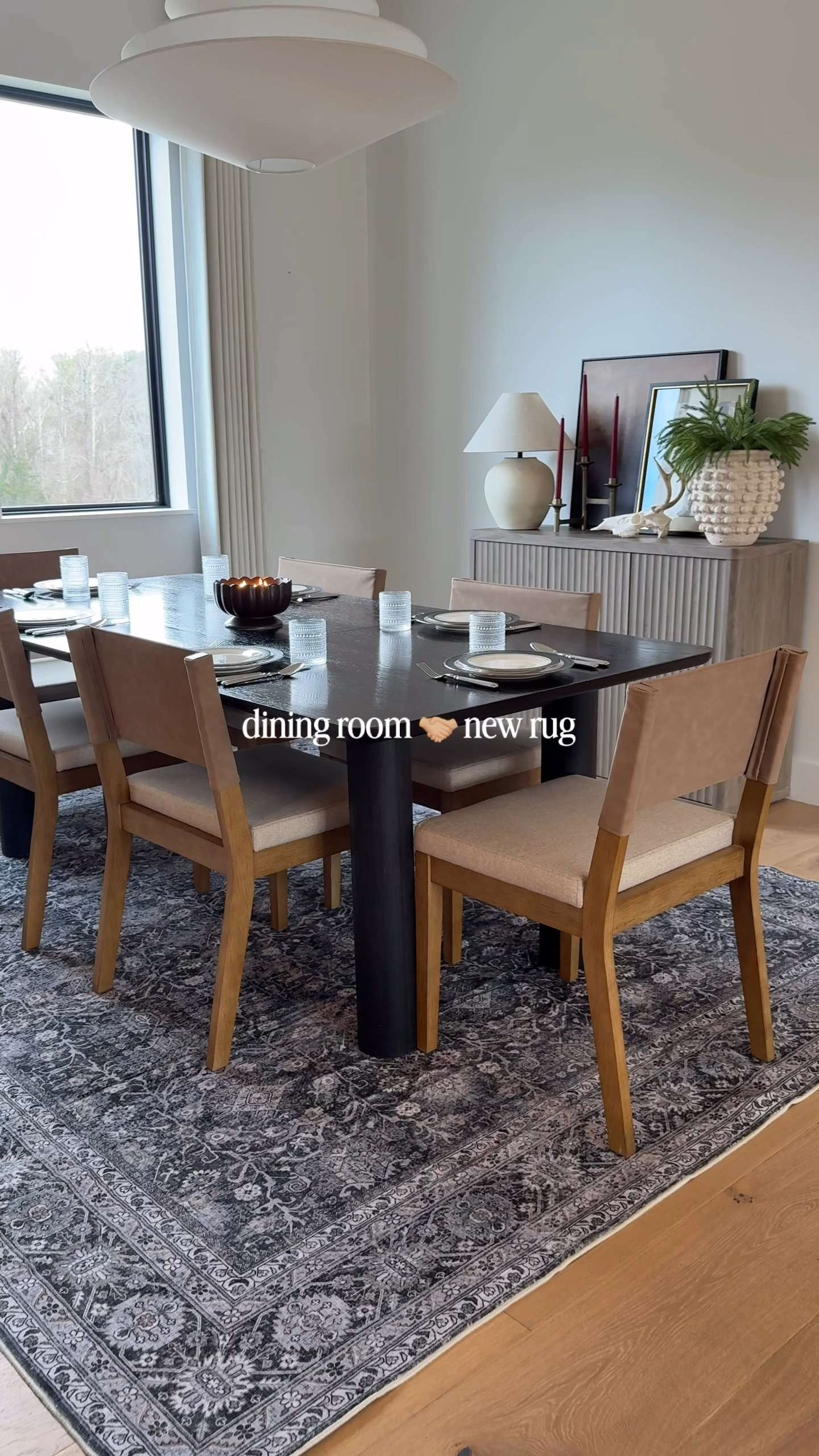 Simple, neutral pieces that pull this room together. Linking the rug and everything else in case you're working on your dining space too.

dining room, rug, dining chairs, dinnerware, sideboard, vase, stems, wall art, neutral, moody, bold, home decor 

 #LTKHome