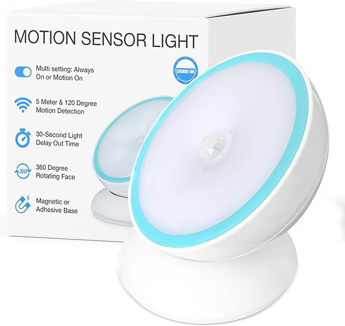 Motion Sensor Light Indoor [Powered Battery Operated Lights] Magnetic Night Light with Rotating B... | Amazon (US)