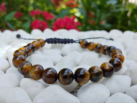 Healing Tiger Eye Adjustable Bracelet for Men Women/Tiger Eye Adjustable Bracelet/Tiger Eye Brace... | Etsy (US)