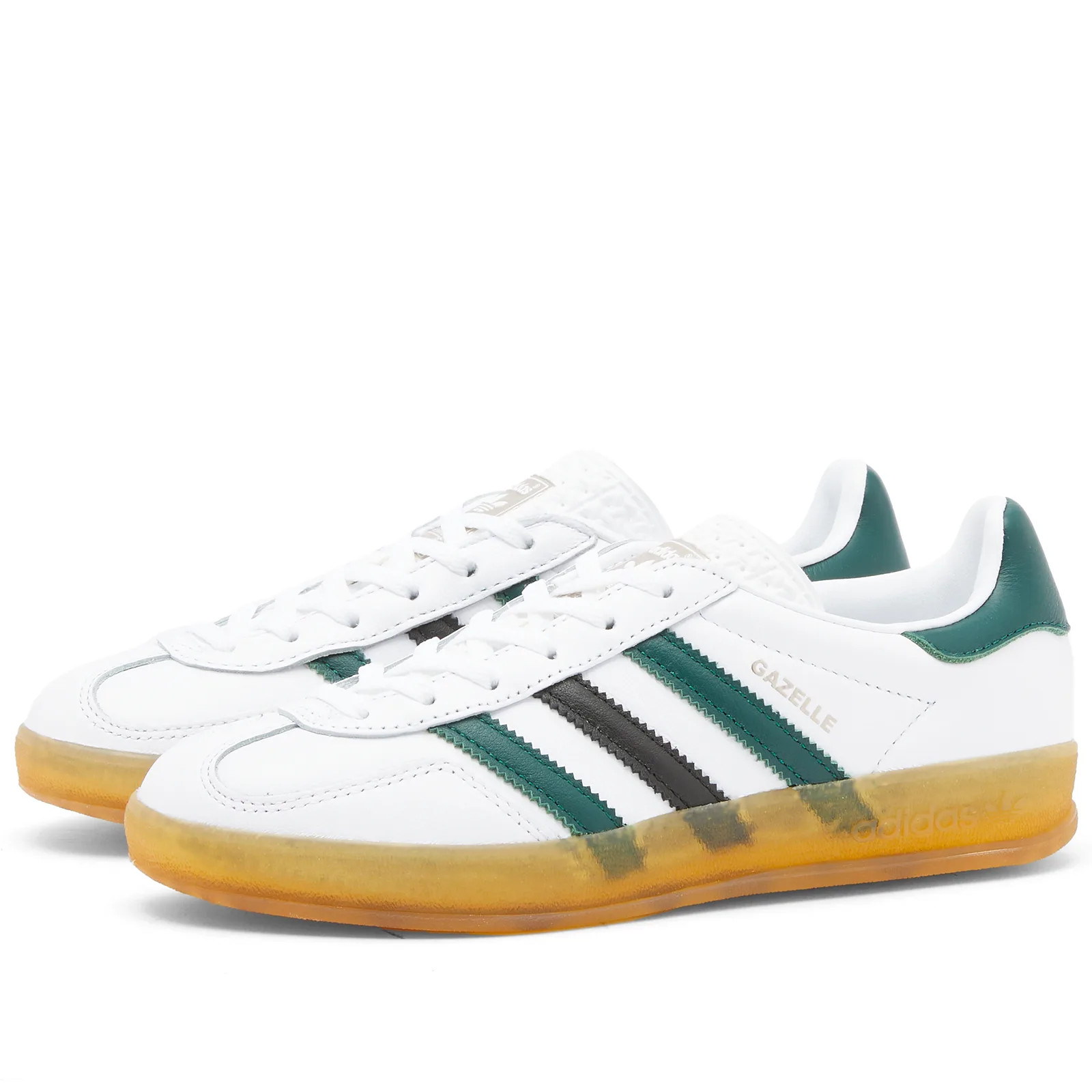 Adidas Gazelle Indoor Sneakers in Ftwr White/Collegiate Green/Core Black, Size UK 7.5 | END. Clothing