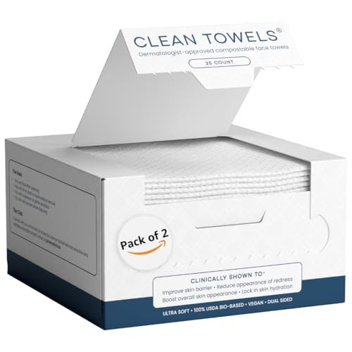 Clean Skin Club Clean Towels®, 100% USDA Biobased Face Towel, Disposable Face Towelette, Eczema Association Accepted, Makeup Remover Dry Wipes, Ultra Soft, 25 ct per pack, 2 Packs, 50 Ct Total | Amazon (US)