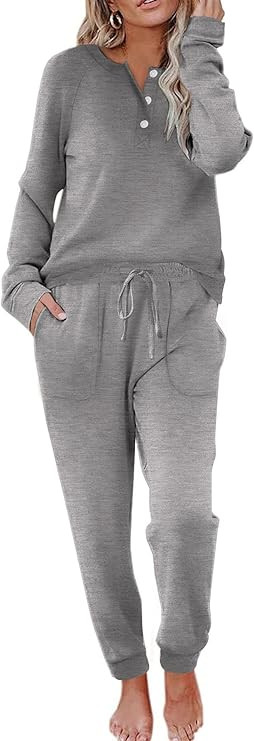 Ekouaer Womens Pajamas Long Sleeve Jogger Sets Comfy Pjs Soft Loungewear 2 Piece Lounge Sets with... | Amazon (US)
