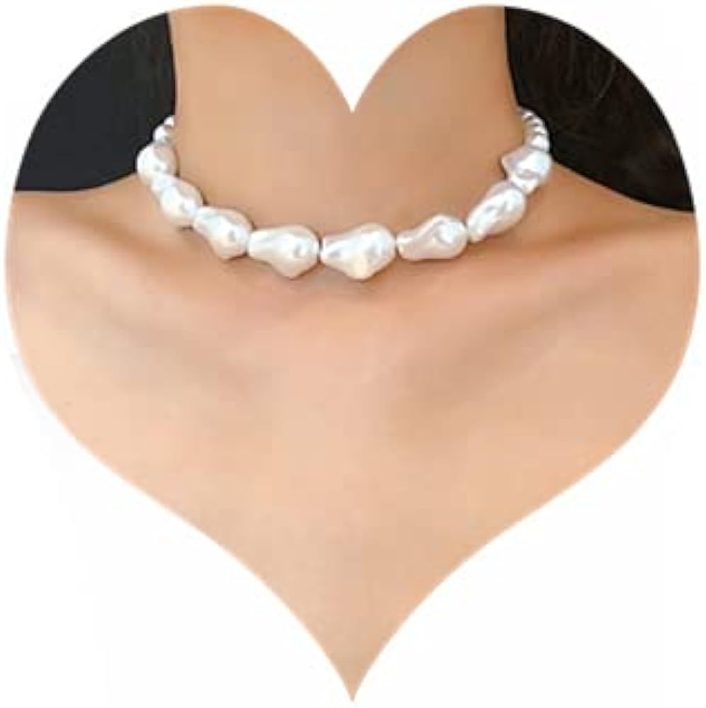 Cathercing Boho Baroque Irregular Pearl Pendant Choker Necklace for Women Vintage Charm Adjustabl... | Amazon (US)