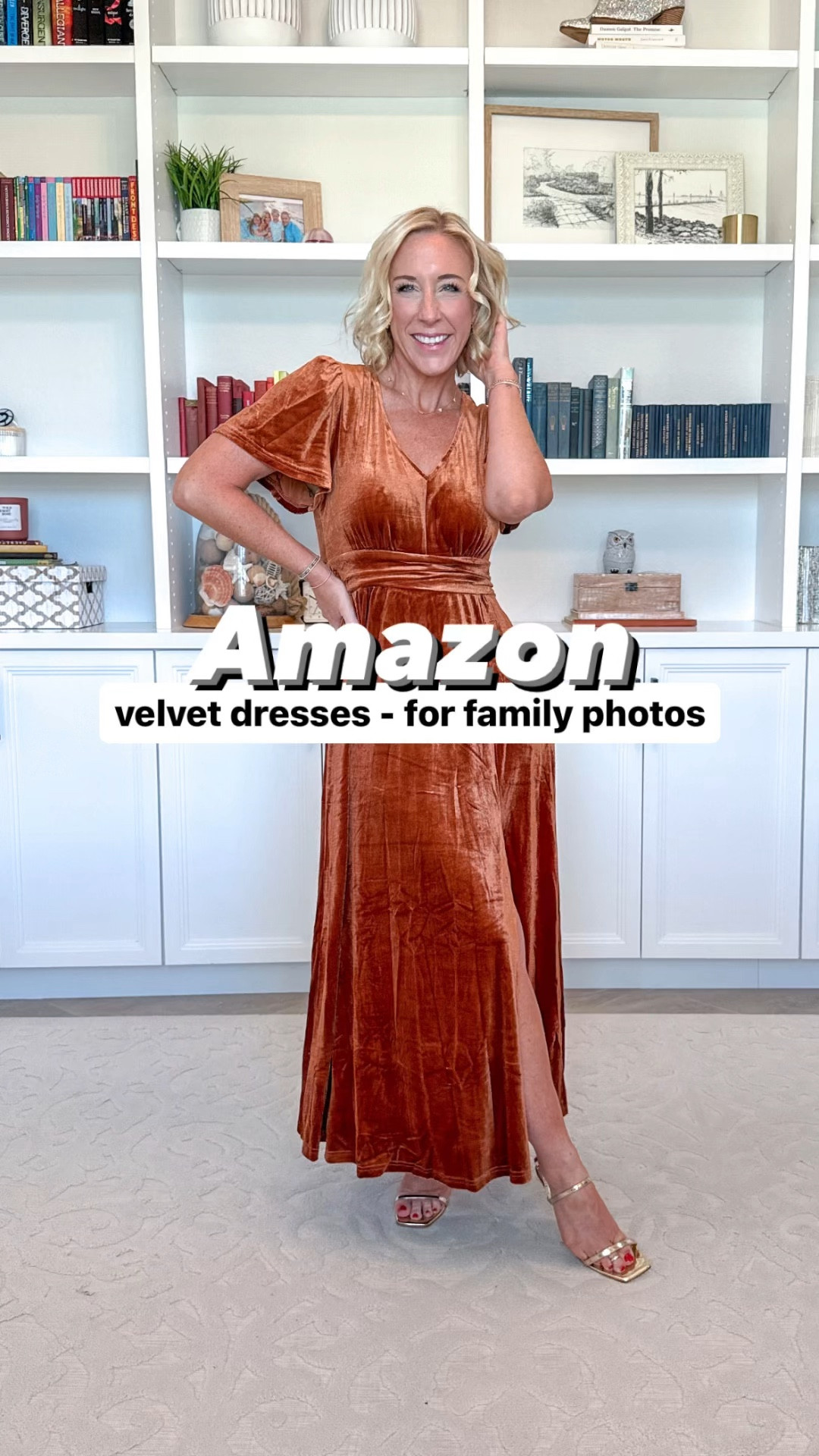 Velvet dresses - perfect for fall/winter family photos, wedding guest dresses, or holiday dresses too. Wearing a small in all 3 AND they all come in other color options.
1. V-neck Empire waste w/ split - 20% code: TSLG57JS - can combine with other discounts.
2. Twist front w/ back zipper - already has a coupon. 
3. Wrap dress - 10% code: 10PC4NAE - can combine with other discounts.

#LTKVideo #LTKSeasonal #LTKOver40