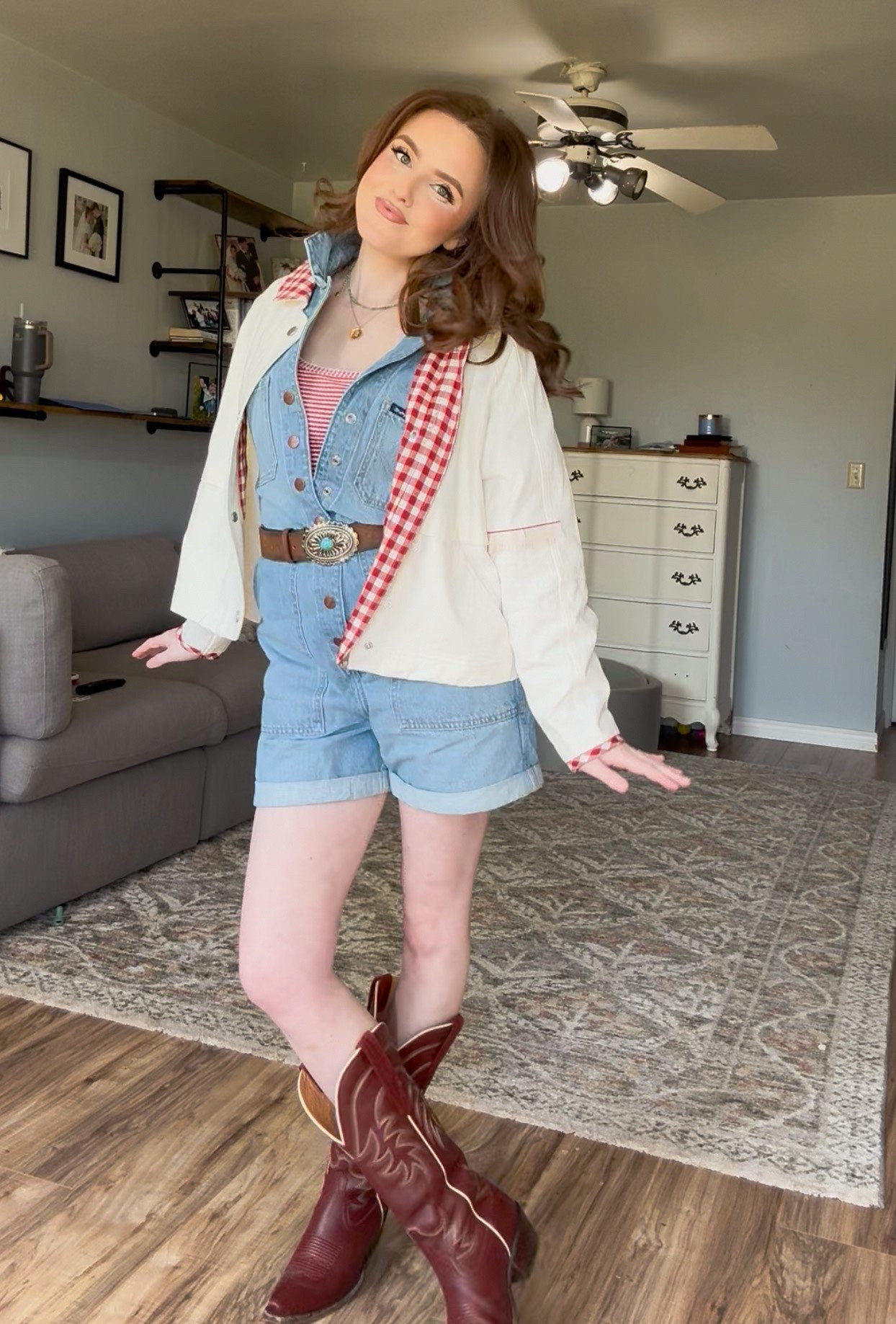 It’s an American Summer! 🇺🇸☀️

Picture this: red gingham, denim, a turquoise concho belt, and burgundy boots. Some outfits have that timeless, unforgettable summer vibe. 🌾 Check out this look on LTK!

#westernstyle #cowgirlaesthetic #summercowgirl #westernfashion #denimromper #ltkwestern #ltkfashion #festivaloutfit #cowgirlboots

#LTKootd #LTKSeasonal #LTKPetite