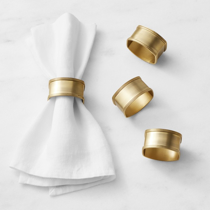 Presidio Antique Brass Napkin Rings, Set of 4 | Williams-Sonoma