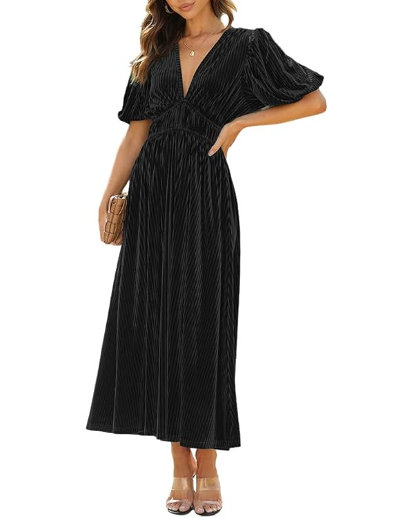 Sissyaki Women's Velvet Dress Formal Dresses for Wedding Guest 2024 Fall Winter Dress | Amazon (US)