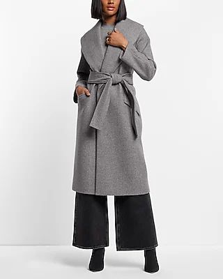 Gray Shawl Lapel Wrap Coat | Express