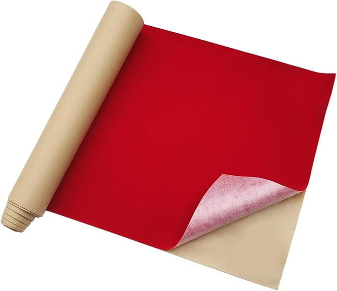 45,7 x 254,4 cm, selbstklebender Samtstoff, beflockter Stoff, zum Selbermachen (rot) | Amazon (DE)