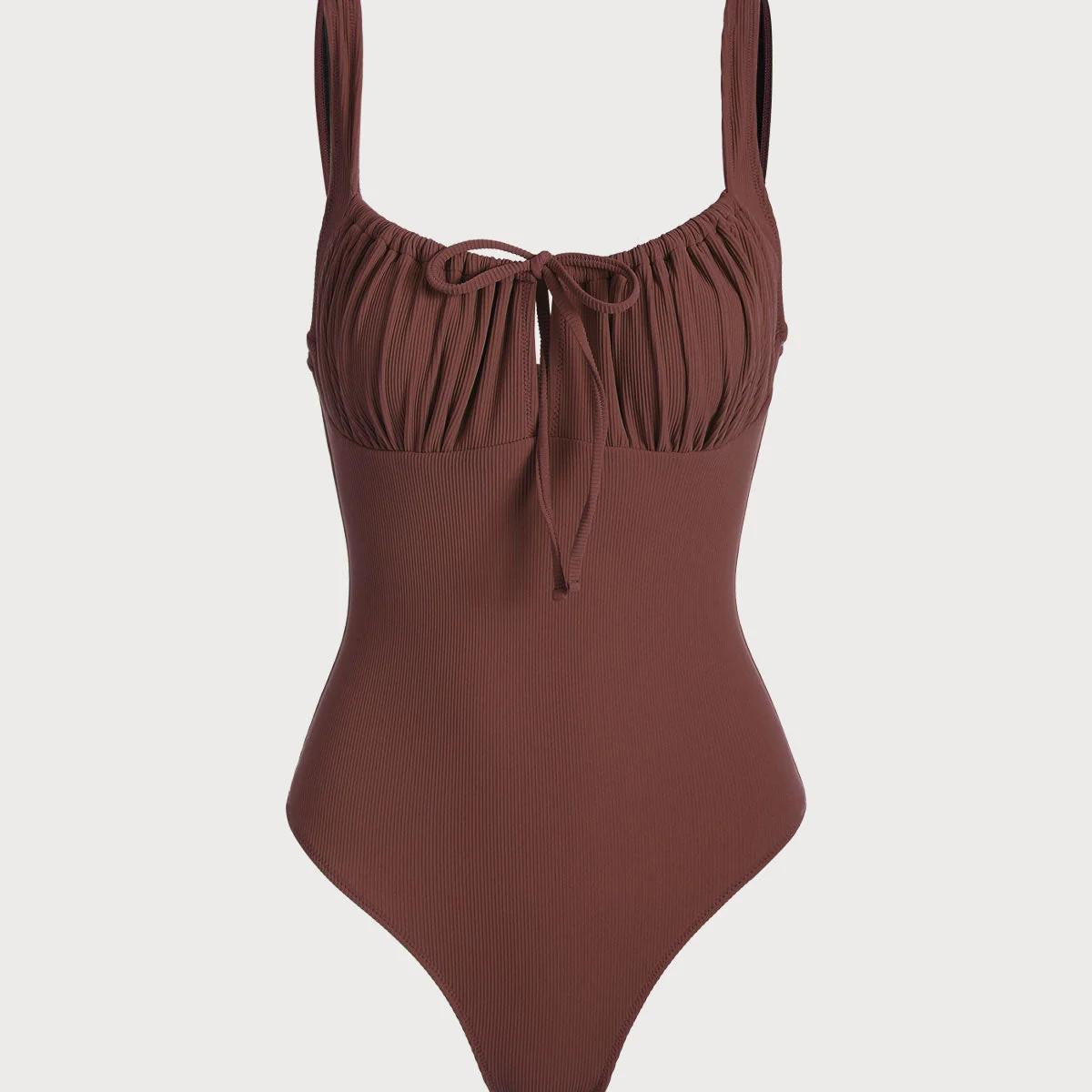 Cutout Tie One-Piece Swimsuit & Reviews - Coffee - Sustainable One-Pieces | BERLOOK | BERLOOK