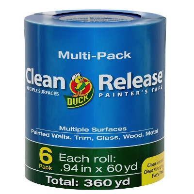 Duck 6pk Clean Release Painter's Tape 60yd/Roll: Blue Adhesive Industrial Tape, 0.94" Width, 180' Length | Target