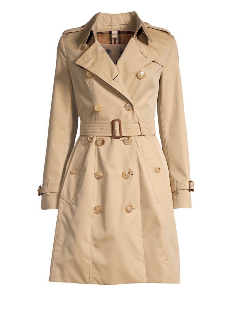 Burberry Heritage Chelsea Mid-Length Logo Trench Coat | Saks Fifth Avenue