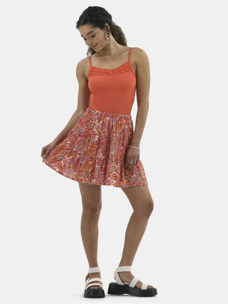 No Boundaries Tiered Mini Skirt, Women's - Walmart.com | Walmart (US)
