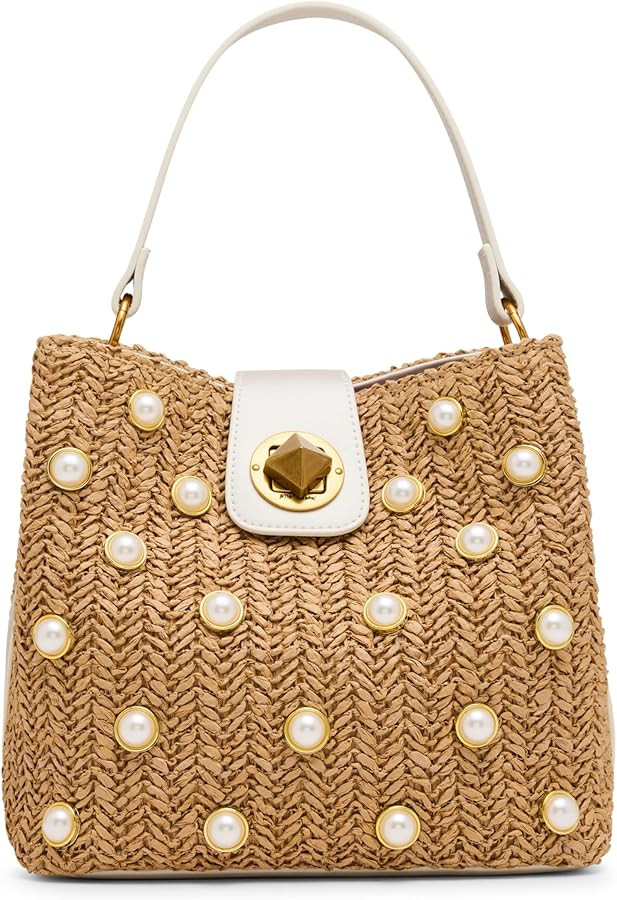 Betsey Johnson Raffia Pearl Bucket Bag | Amazon (US)