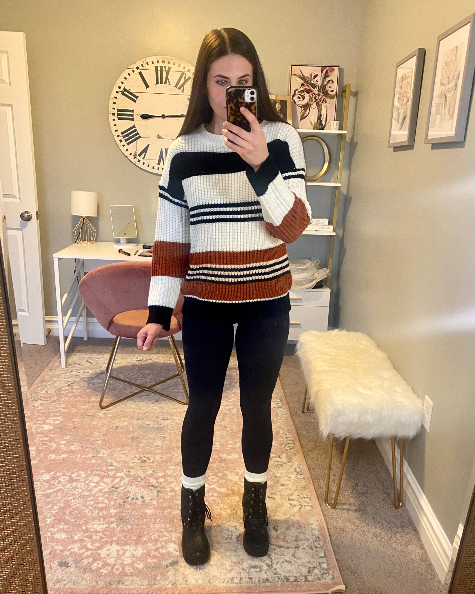 Amazon fashion, amazon deal, striped sweater, fall sweater, cozy sweater, holiday outfit, casual winter outfit, lulu dupe leggings, sperry duck boots, boot socks 

#LTKSeasonal #LTKsalealert #LTKHoliday