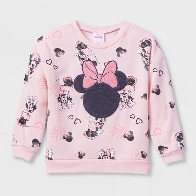 Toddler Girls' Disney Minnie Mouse Pullover Sweatshirt - Pink | Target
