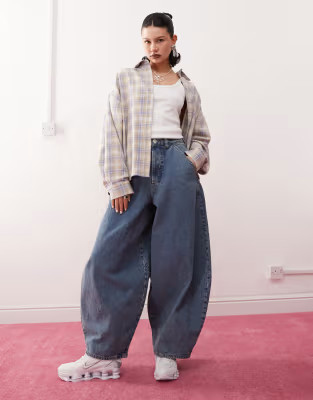 COLLUSION XL balloon jean with cinch back in washed blue | ASOS (Global)