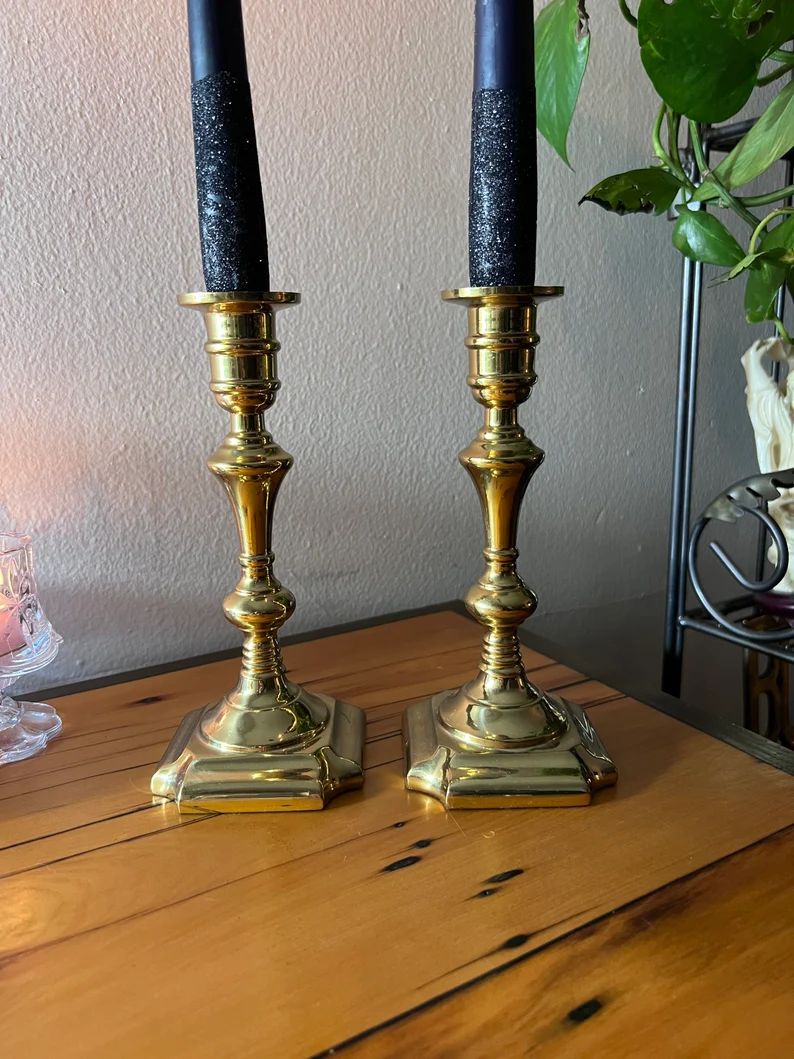Solid brass ornate candlestick holders (pair). | Etsy (US)