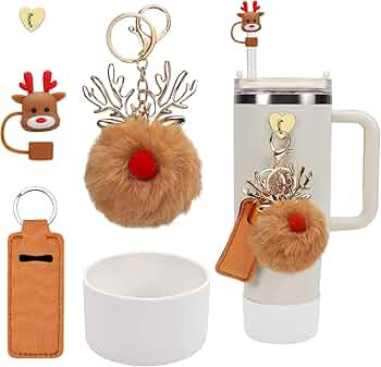 Stanley Cup Accessories Set - Silicone Straw Cover, Stanley Cup Boot, Lipstick Holder, Christmas ... | Amazon (US)