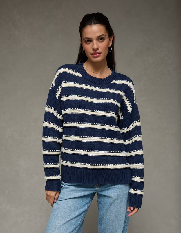 AE Striped Crew Neck Sweater | American Eagle Outfitters (US & CA)