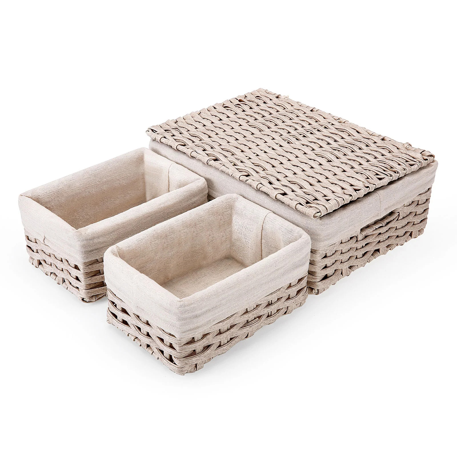 Wicker Basket Woven Basket with Lid 13*9*4 inches Decorative Wicker Basket Storage Bin Organizer ... | Walmart (US)