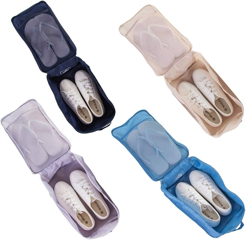 Travel Shoe Bags, Foldable Waterproof Shoe Puches Organizer-Double Layer (Multi-colored4) | Amazon (US)