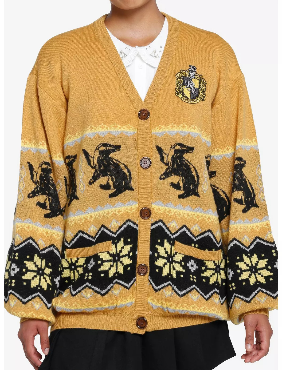 Harry Potter Hufflepuff Fair Isle Girls Cardigan | Hot Topic