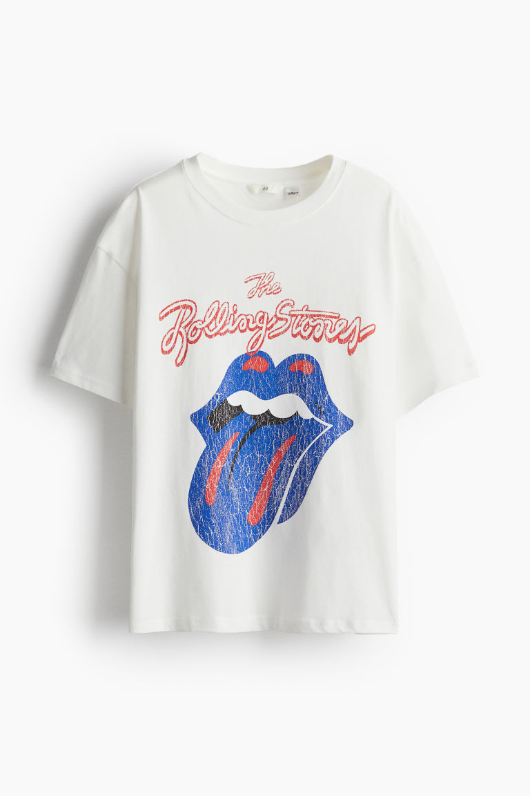 H & M - Oversized Printed T-shirt - White | H&M (US + CA)