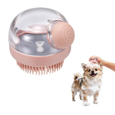 Unique Bargains Pet Bath Brush Portable Silicone Rubber Compact Pet Brushes Pink | Target