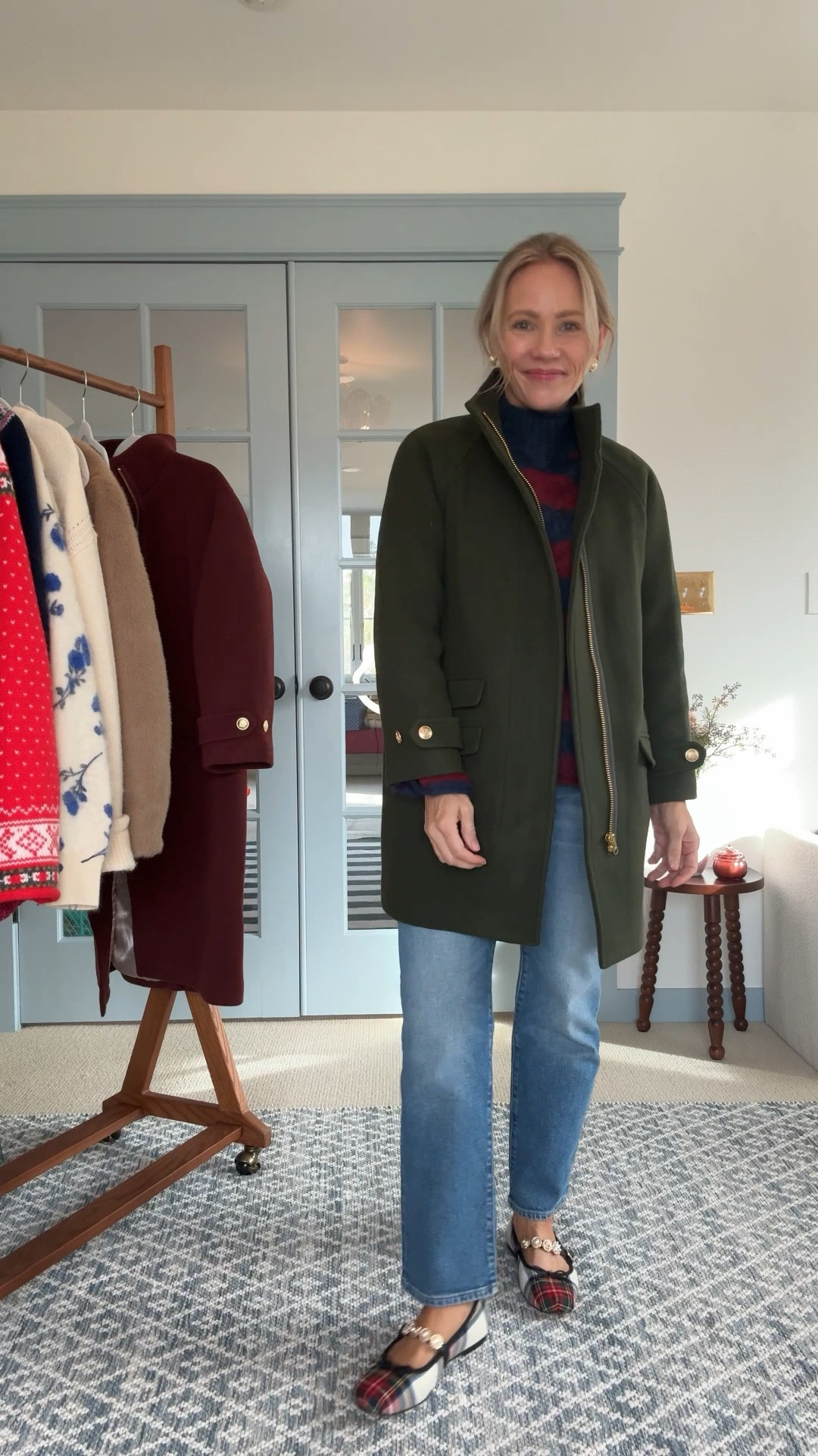 J.Crew wool coat try on ~ wearing my regular size small, petite length in both the mid thigh length regular and the just below the knee long option (I'm 5'3) ~ brushed cashmere stripe sweater wearing my regular size small ~ holiday flats are true to size and very comfortable ~ white layering tee on sale wearing a small ~ nipped straight leg jeans wearing my regular size, petite length ~ linked a few more favorite J.Crew sweater options too ! xo, Claire 

#LTKPetite #LTKHoliday #LTKSaleAlert
