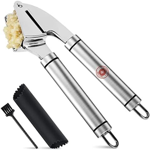 Alpha Grillers Garlic Press Stainless Steel Mincer and Crusher with Silicone Roller Peeler. Rust Pro | Amazon (US)