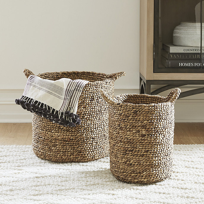 Braided Round Water Hyacinth Storage Baskets Set of 2 | Ballard Designs, Inc.