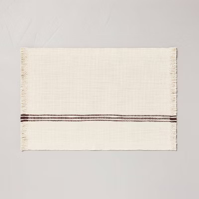 Textured Subtle Stripes Fringe Placemat Brown/Beige - Hearth & Hand™ with Magnolia | Target
