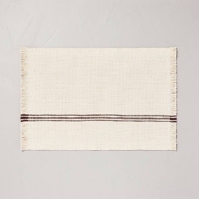 Textured Subtle Stripes Fringe Placemat Brown/Beige - Hearth & Hand™ with Magnolia | Target