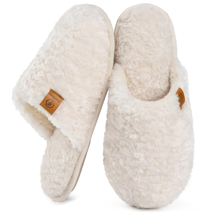 EverFoams Women's Fuzzy Slip-on Slippers Warm Cozy Soft Lightweight Memory Foam Indoor House Shoe... | Amazon (US)