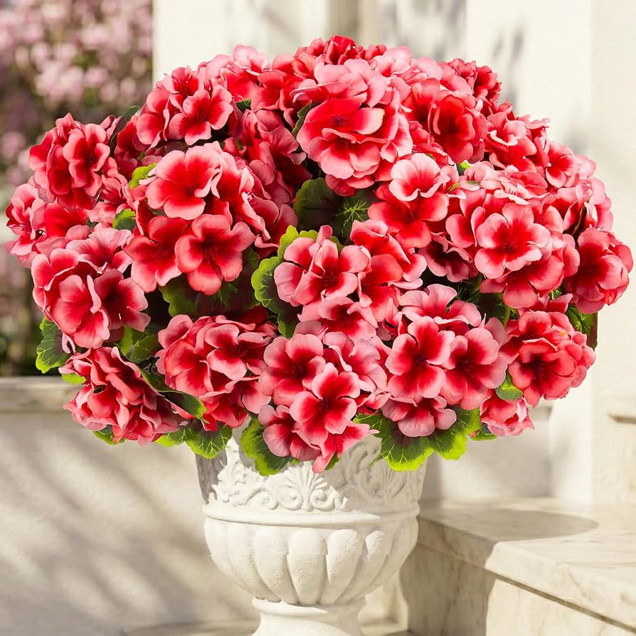 lovemoon 8 Pcs Artificial Geranium Plant Realistic Silk Flowers for Outside UV Resistant Faux Ger... | Amazon (US)
