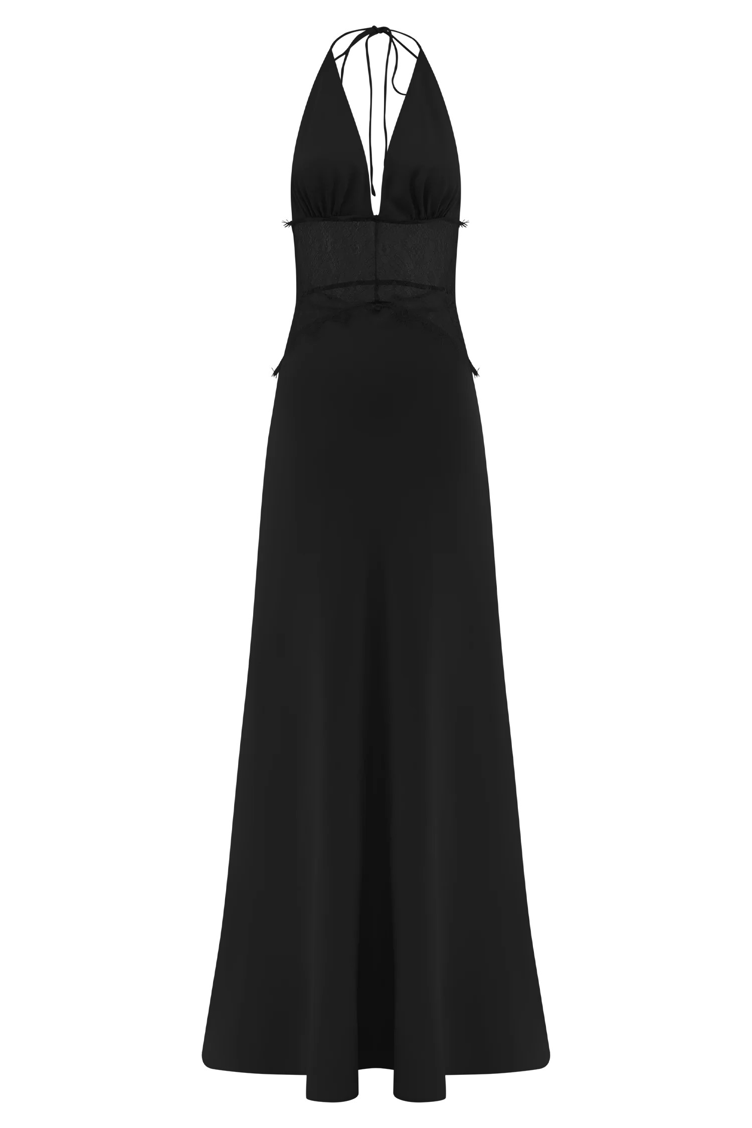 Dinah Lace And Satin Maxi Dress - Black | Meshki UK
