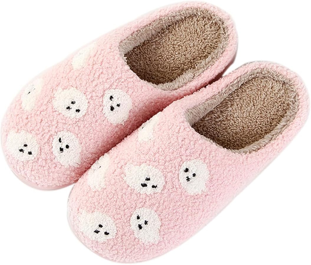 Halloween Pumpkin Slippers for Womens Mens Cute Cartoon Slippers Plush Warm Memory Foam Shoes | Amazon (US)