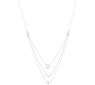 Diamonique Three Row Layered Necklace, Sterling | QVC