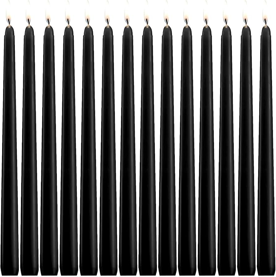 YIHANG Black Taper Candles - Set of 14 Dripless Candles - 10 inch Tall, 3/4 inch Thick - 7.5 Hour... | Amazon (US)