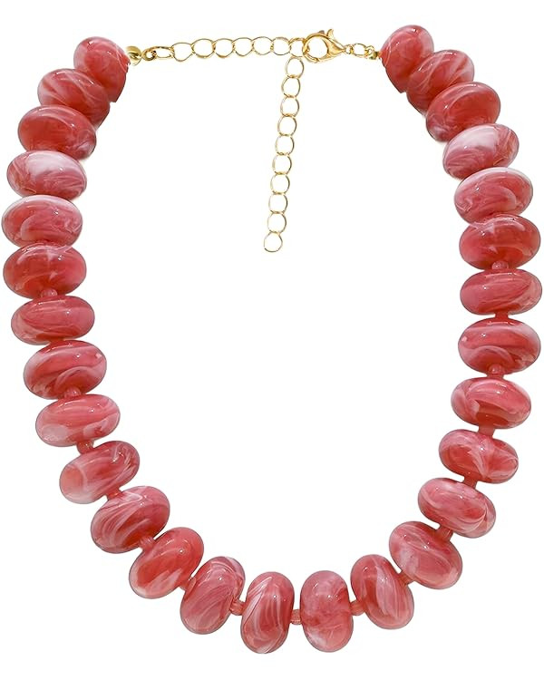 JNF Chunky Big Beaded Necklace for Women Colorful Large Beads Choker Necklaces Boho Statement Bea... | Amazon (US)