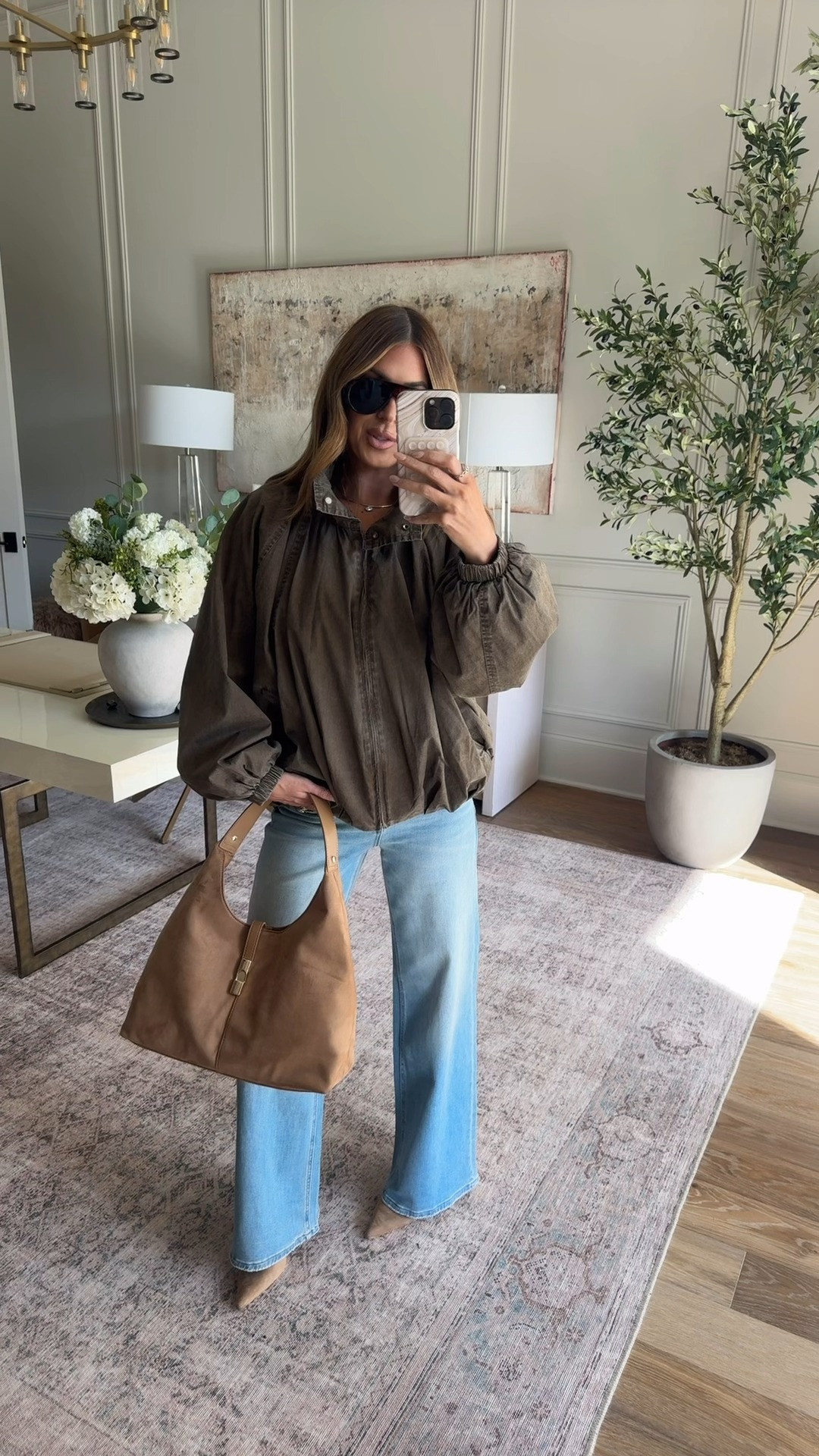 wearing a small jacket and a 26 in jeans! use code hollie40 🤍 

 