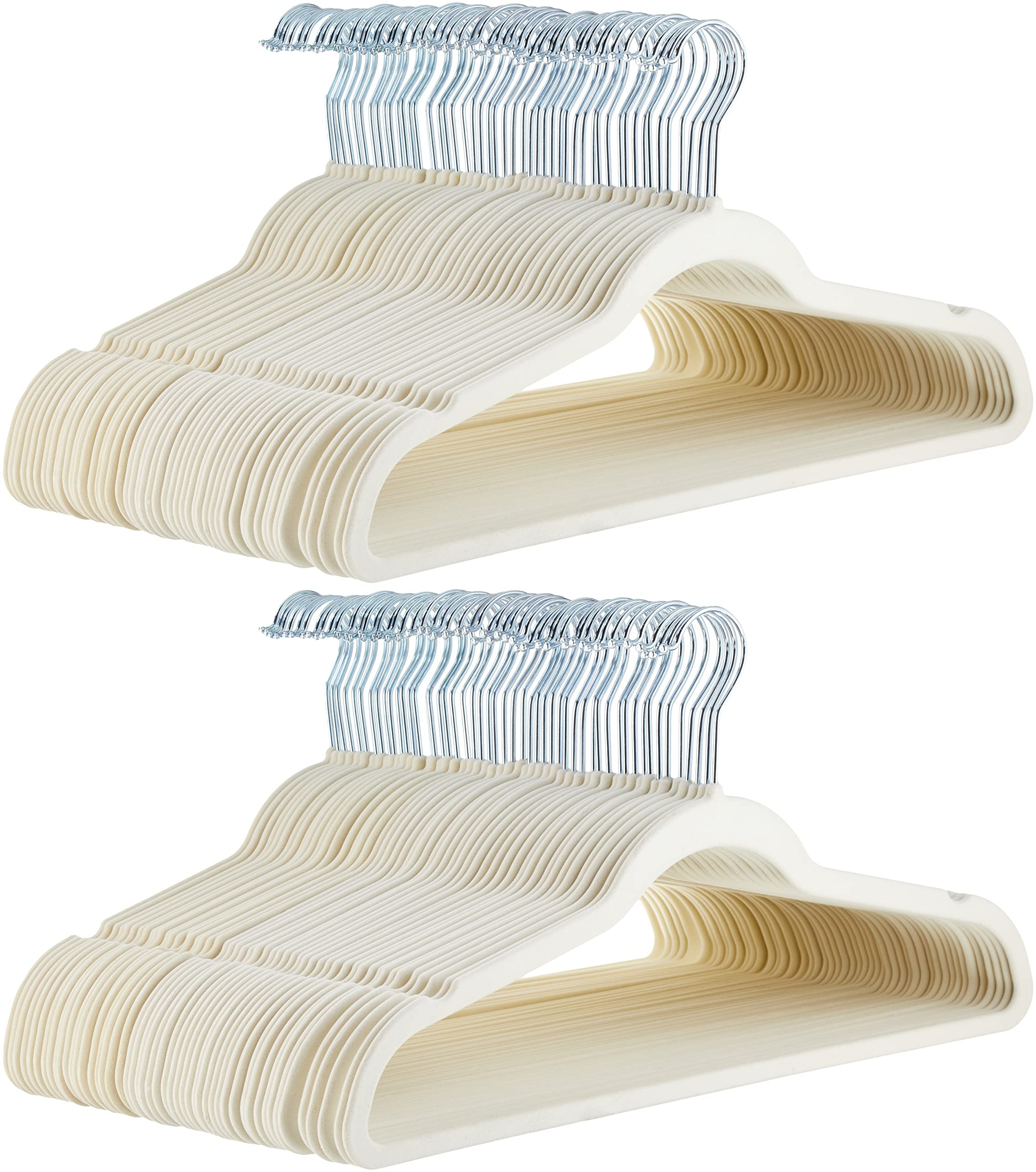 Amazon.com: Amazon Basics Slim, Velvet, Non-Slip, Space-Saving Suit Clothes Hangers, Pack of 100,... | Amazon (US)