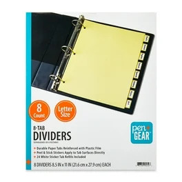 Pen+Gear Vibrant Color 8-Tab Dividers with Pockets | Walmart (US)