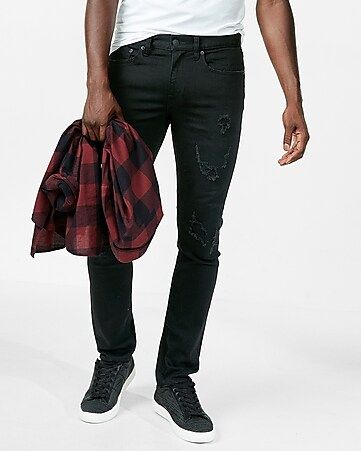 Skinny Black Distressed Stretch+ Jeans | Express